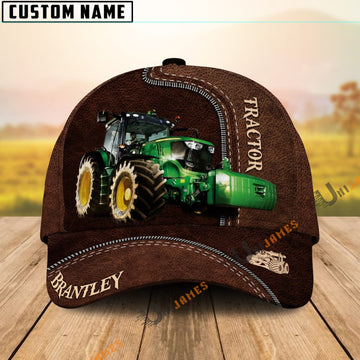 Uni Farm Tractors All Black Customized Name Leather Pattern Cap