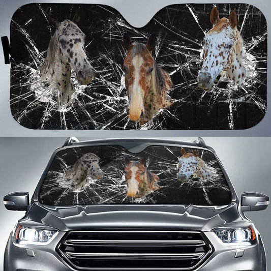 Uni Appaloosa Horses Broken Glasses 3D Sun Shade