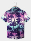 UniJames Purple Vibrant Gradient Coconut Tree Silhouette Hawaiian Shirt
