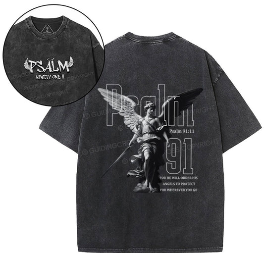 For He Will Order His Angels To Protect You Christian Washed T-Shirt Sale - GuidingCross