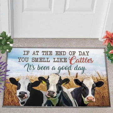 Uni Holstein Cattle Lover Good Day Doormat