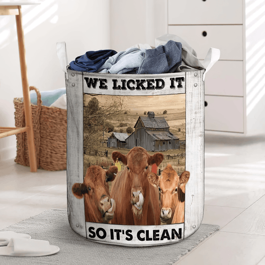 Uni Red Angus Cow Laundry Basket