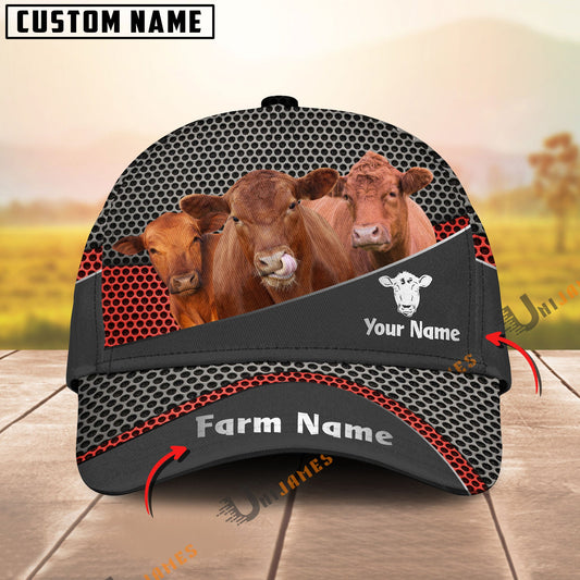 Uni Red Angus Black Metal Customized Name And Farm Name Cap