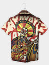 UniJames Red Festive Skull Music Guitar Red Hawaiian Shirt