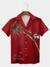 UniJames Red Merry Christmas Tropical Santa Sleigh Coconut Tree Hawaiian Shirt