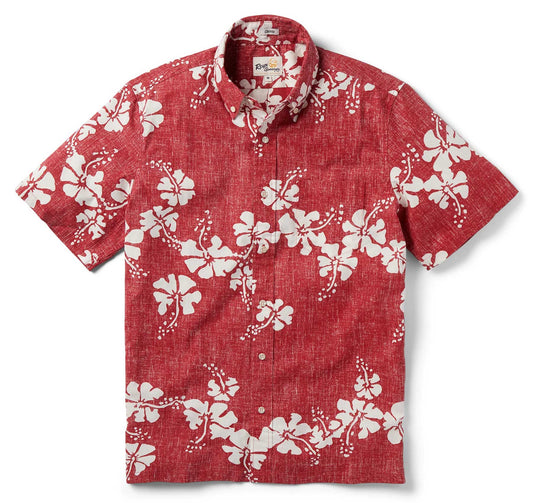 UniJames 50th State Flower - Red Short Sleeve Hawaiian Shirt