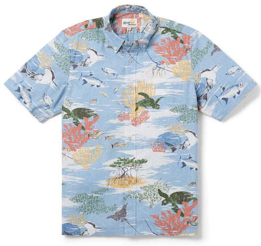 UniJames Florida Keys - Dusty Blue Short Sleeve Hawaiian Shirt