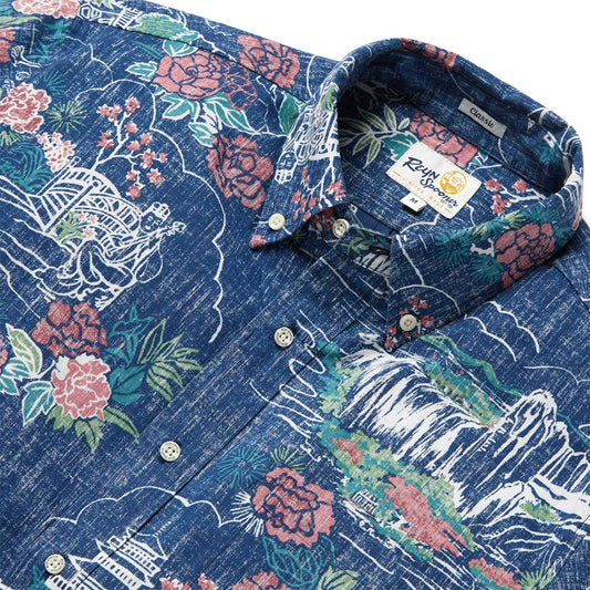 UniJames Forbidden Gardens - Navy Short Sleeve Hawaiian Shirt