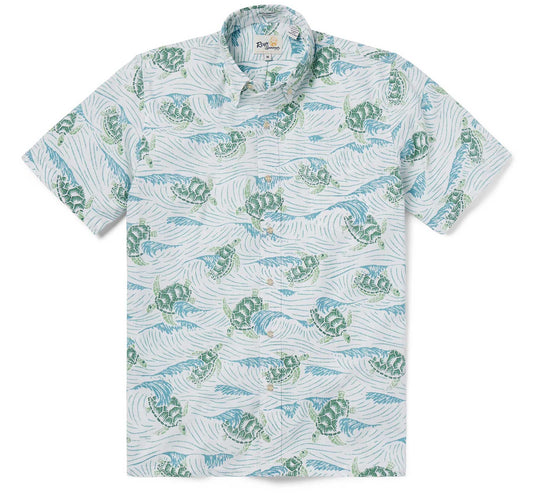 UniJames Honu 'Aukai - White Short Sleeve Hawaiian Shirt