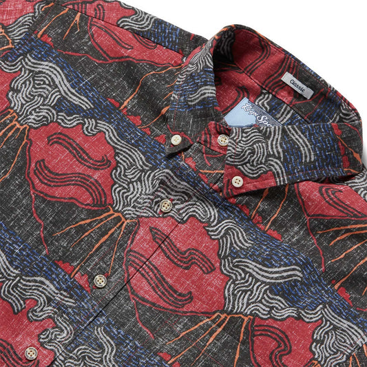 UniJames Lua Pele - Earth Red Short Sleeve Hawaiian Shirt