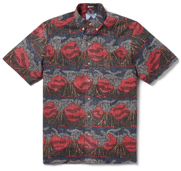 UniJames Lua Pele - Earth Red Short Sleeve Hawaiian Shirt