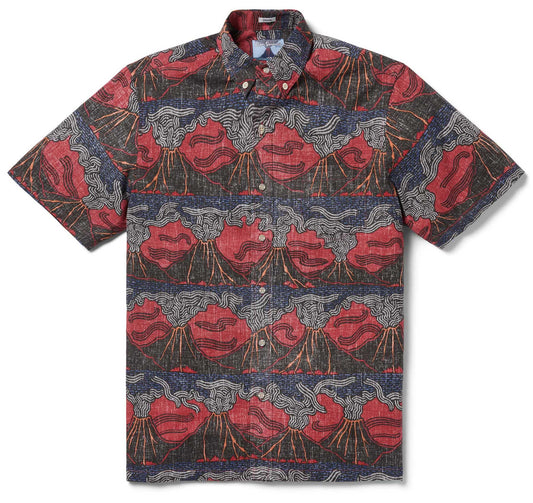 UniJames Lua Pele - Earth Red Short Sleeve Hawaiian Shirt