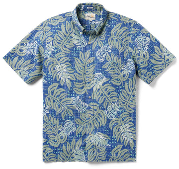UniJames Monstera Modern - Blue Short Sleeve Hawaiian Shirt