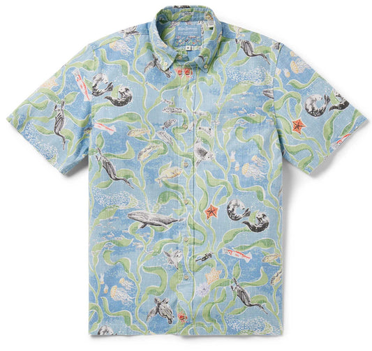 UniJames Monterey Bay - Faded Denim Short Sleeve Hawaiian Shirt