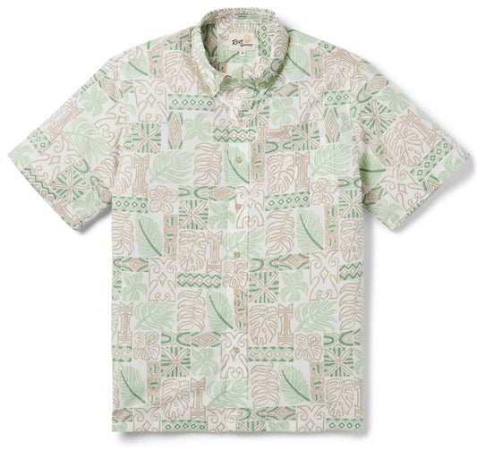 UniJames South Pacific Tapa - White Short Sleeve Hawaiian Shirt