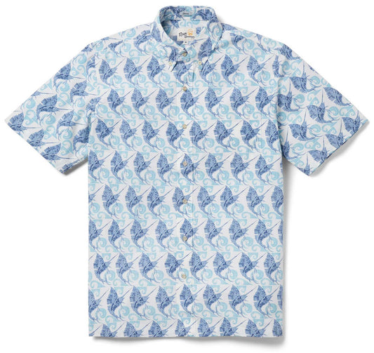 UniJames Speedy Swords - White Short Sleeve Hawaiian Shirt