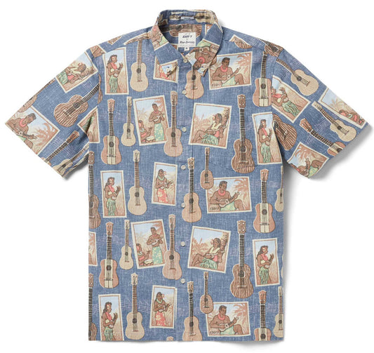 UniJames Strummer's Paradise - Blue Short Sleeve Hawaiian Shirt
