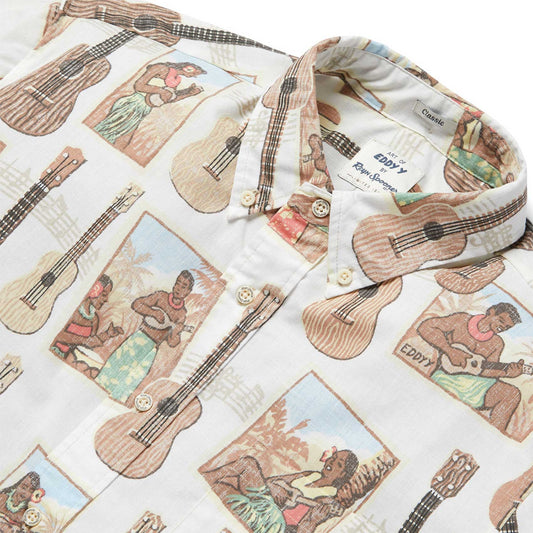UniJames Strummer's Paradise - White Short Sleeve Hawaiian Shirt