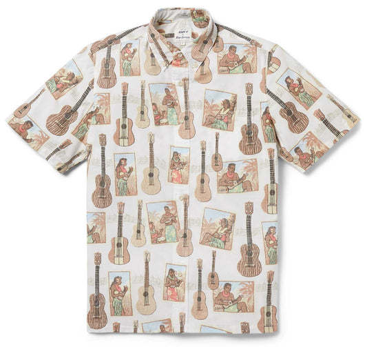 UniJames Strummer's Paradise - White Short Sleeve Hawaiian Shirt