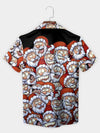 UniJames Red Santa Claus Cartoon Faces Festive Hawaiian Shirt