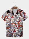 UniJames Red Santa Claus Cartoon Faces Festive Hawaiian Shirt