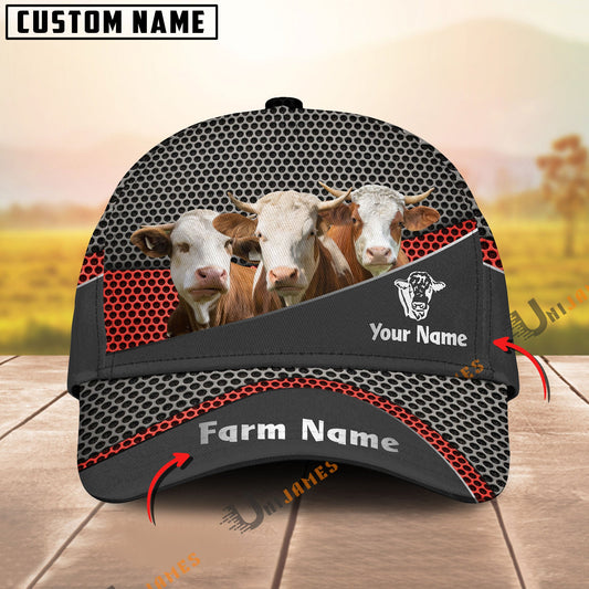 Uni Simmental Black Metal Customized Name And Farm Name Cap
