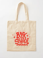 Back to school red typography with bold stars Tote Bag