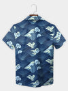 UniJames Teal Classic Japanese Wave Hawaiian Shirt