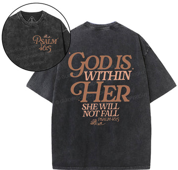 God Is Within Her Christian Washed T-Shirt Sale - GuidingCross
