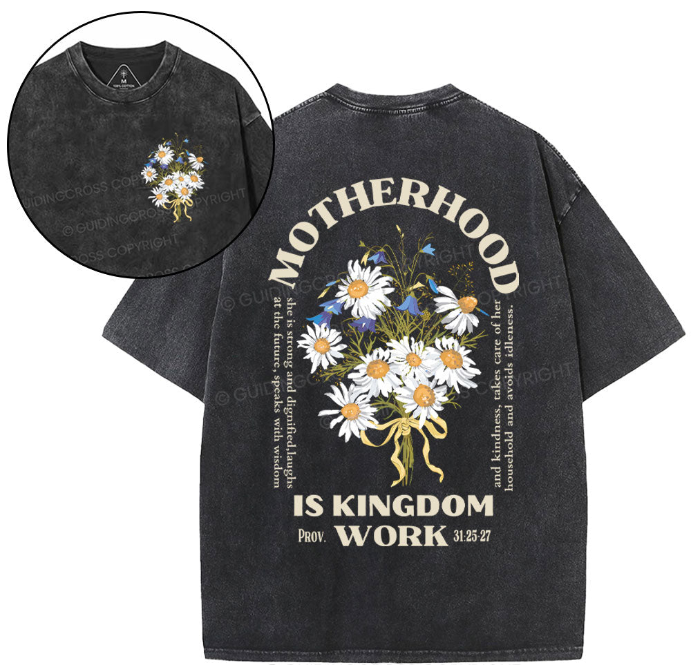 Motherhood Is Kingdom Christian Washed T-Shirt Sale - GuidingCross