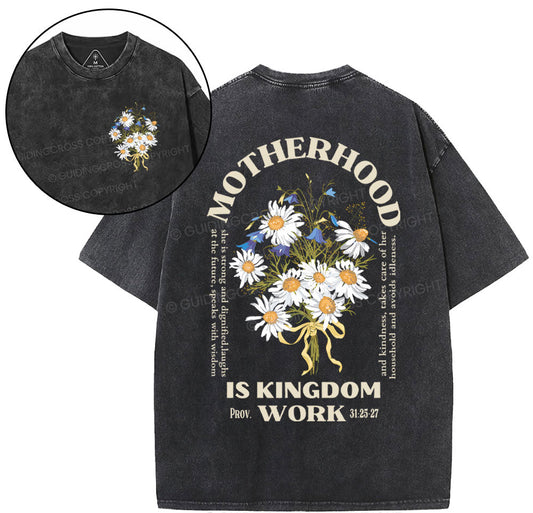 Motherhood Is Kingdom Christian Washed T-Shirt Sale - GuidingCross
