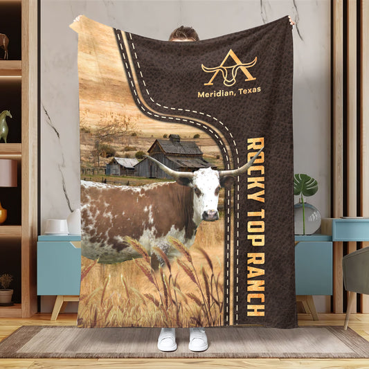 Uni Personalized Image of Marvin Allensworth Leather Pattern Blanket