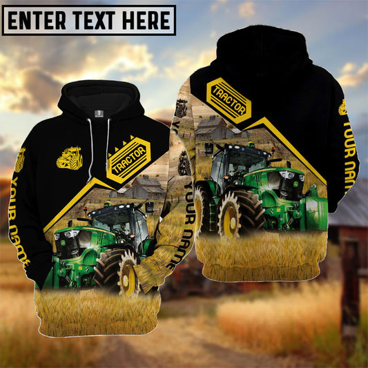 Uni Personalized Name Tractor Black Yellow Pattern 3D Hoodie