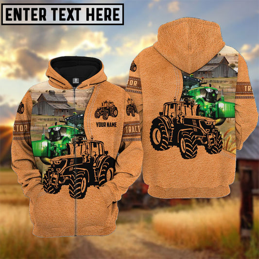 Uni Farm Personalized Name Tractor Light Brown Pattern 3D Hoodie