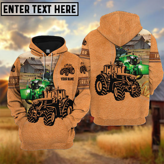 Uni Farm Personalized Name Tractor Light Brown Pattern 3D Hoodie