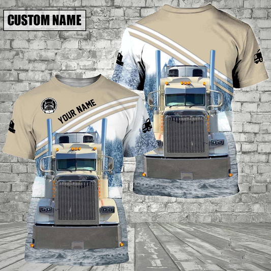 Uni Customized Name 18 Wheels Move The World Trucker Gray Color 3D Hoodie