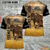 Uni Personalized Name Brown Swiss Cattle On The Farm 3D Shirt