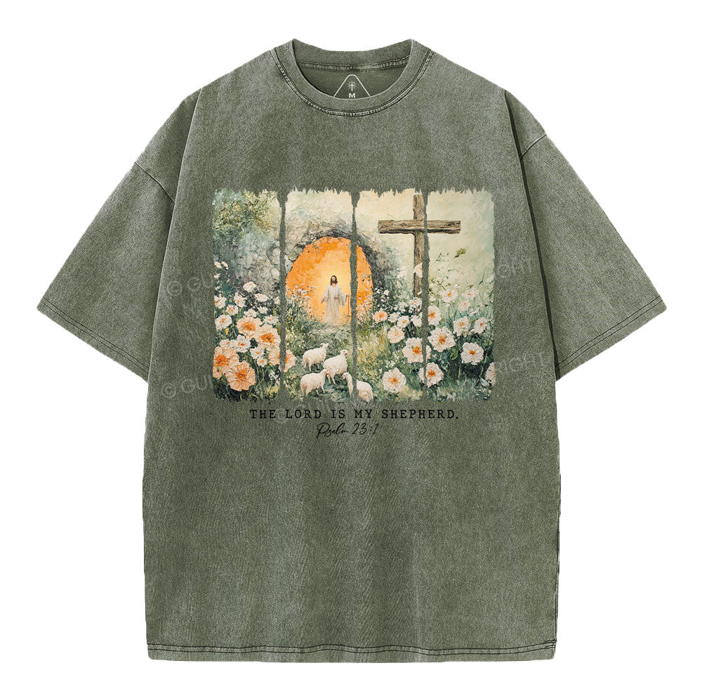 The Lord Is My Sheperd Christian Washed T-Shirt Sale - GuidingCross