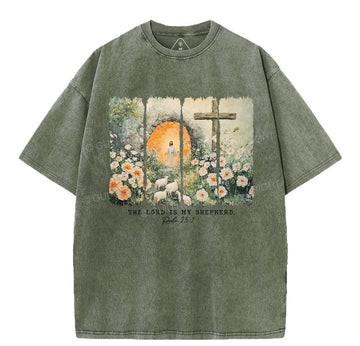 The Lord Is My Sheperd Christian Washed T-Shirt Sale - GuidingCross