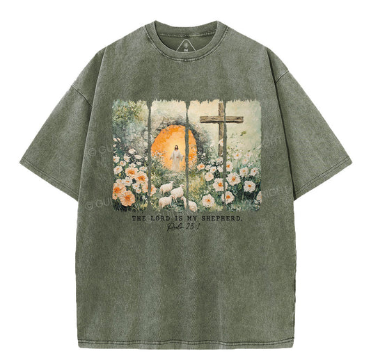 The Lord Is My Sheperd Christian Washed T-Shirt Sale - GuidingCross