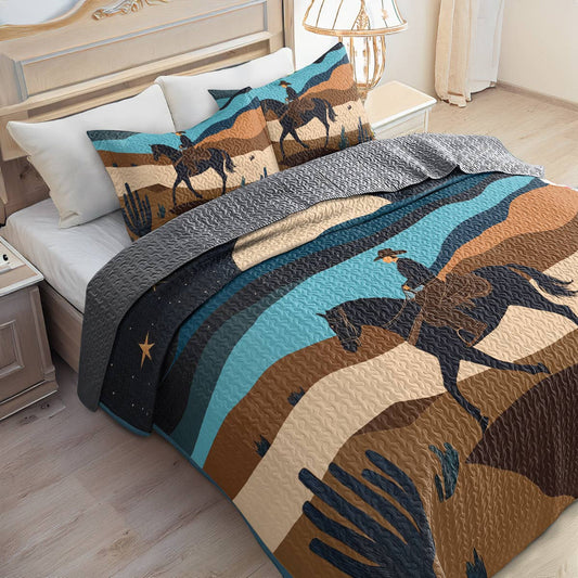 Uni All Season Quilt 3-Piece Set - Cowboy Under The Moonlight