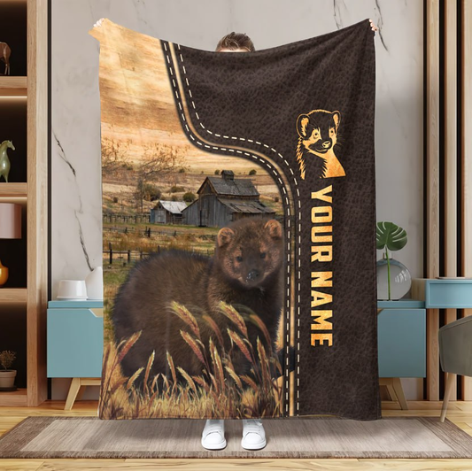 Uni Fisher Personalized Leather Pattern Blanket