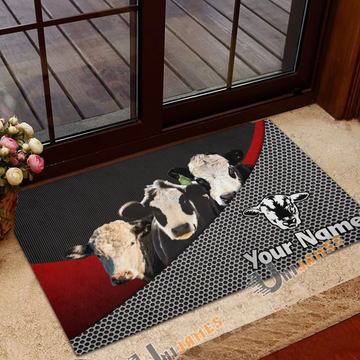 Uni Black and White Hereford Metal Pattern Doormat