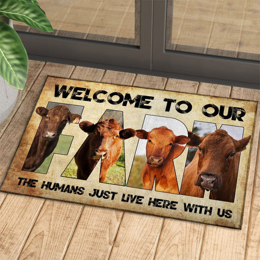 Uni Welcome To Our Farm - Red Angus Doormat