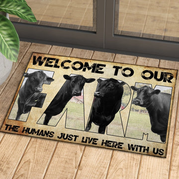 Uni Welcome To Our Farm - Black Angus Doormat