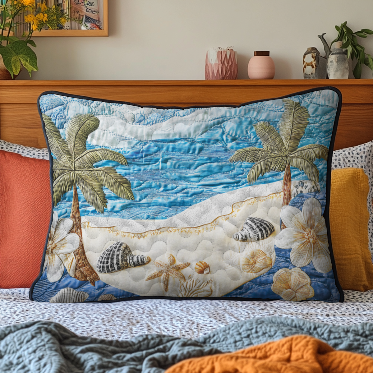 Ocean Garden Quilted Bedding Pillow Case NCU0VL1756