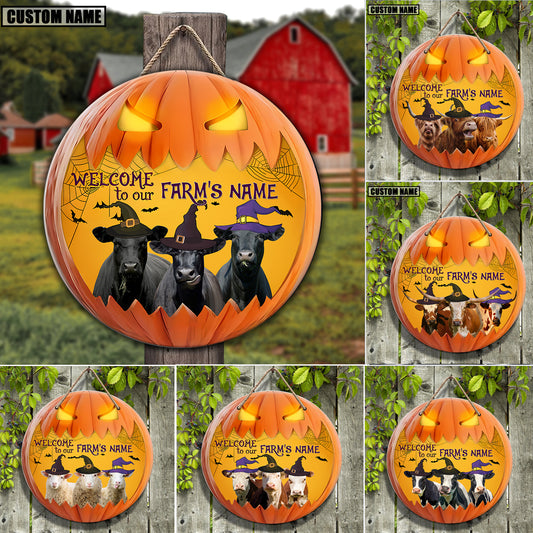 Uni Welcome To Our Farm Pumpkin Custom Name Wooden Sign