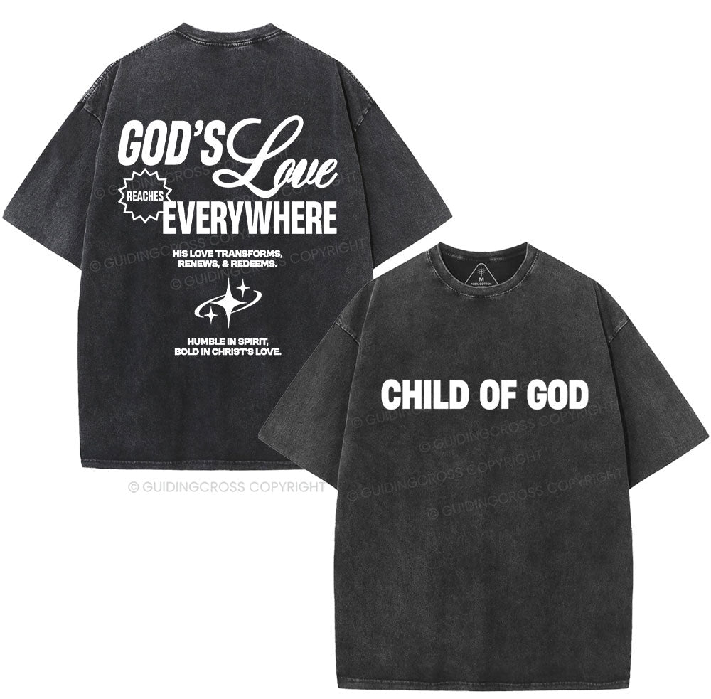 God's Love Reaches Everywhere Christian Washed TShirt  