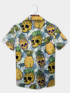 UniJames Yellow Quirky Pineapple Skull Tropical Fun Hawaiian Shirt