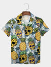 UniJames Yellow Quirky Pineapple Skull Tropical Fun Hawaiian Shirt